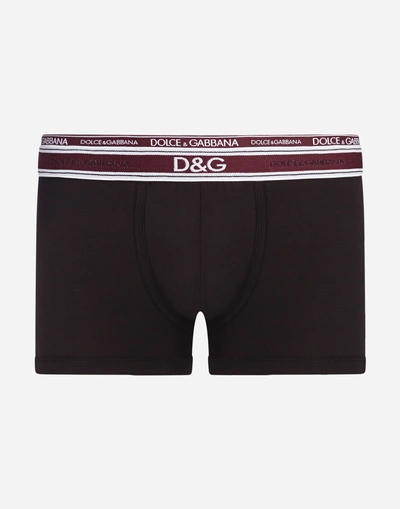 Dolce & Gabbana Cotton Jersey Boxers In Black