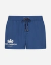 DOLCE & GABBANA SHORT SWIMMING TRUNKS WITH CROWN PRINT WITH POUCH BAG