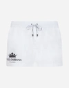 DOLCE & GABBANA SHORT SWIMMING TRUNKS WITH CROWN PRINT WITH POUCH BAG