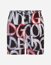 DOLCE & GABBANA PRINTED MID SWIMMING TRUNKS WITH POUCH BAG
