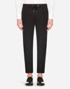 DOLCE & GABBANA STRETCH COTTON JOGGING PANTS WITH PLATE