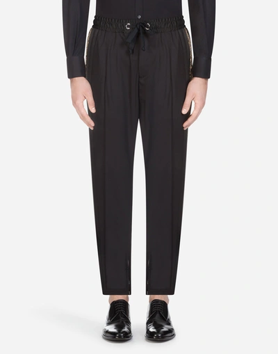 Dolce & Gabbana Jogging Pants With Side Stripes In Black