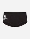 DOLCE & GABBANA BRANDO BRIEFS IN STRETCH COTTON PIMA WITH CROWN PRINT