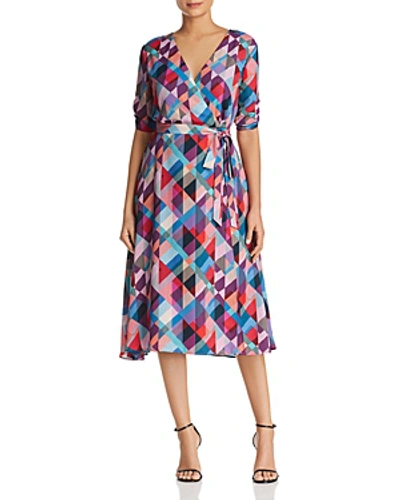 B Collection By Bobeau Emory Geo Faux-wrap Dress In Navy Geo