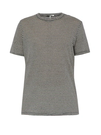 Isabel Marant Leon Striped Linen And Cotton-blend Jersey T-shirt In Neutro