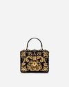 DOLCE & GABBANA VELVET DOLCE BOX BAG WITH EMBROIDERY AND APPLIQUÉS
