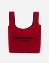 DOLCE & GABBANA MARKET SHOPPING SHOULDER BAG IN VELVET WITH RUBBER LOGO