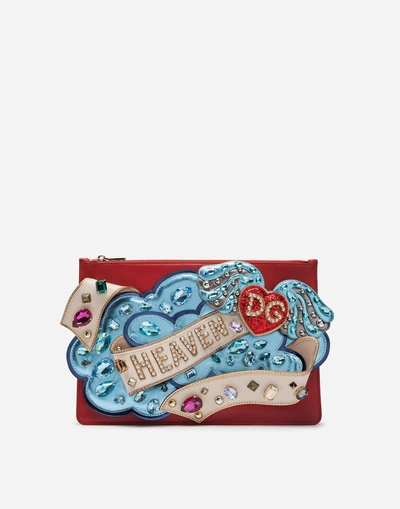 Dolce & Gabbana Medium Cleo Bag With 3d Patch And Applications In Red