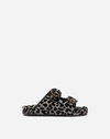 DOLCE & GABBANA SLIDES IN COLOR-CHANGING LEOPARD FABRIC