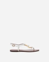 DOLCE & GABBANA THONG SANDALS IN PATENT LEATHER AND RAFFIA WITH APPLICATIONS