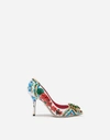 DOLCE & GABBANA PRINTED PATENT LEATHER PUMPS WITH BROOCHES