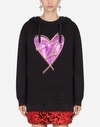 Dolce & Gabbana Dolce And Gabbana Black Metallic Heart Hoodie In Black