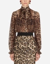 Dolce & Gabbana Leopard-print Silk Organza Blouse In Leopard Print