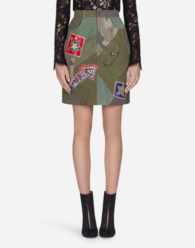 Dolce & Gabbana Camouflage Print Skirt In Green
