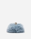 DOLCE & GABBANA VANDA FEATHER CLUTCH WITH BEJEWELED APPLIQUÉ