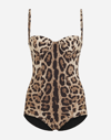 Dolce & Gabbana Embellished Leopard-print Underwired Swimsuit In Stampa Leo