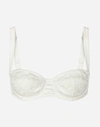 DOLCE & GABBANA SEMI-PADDED SATIN BALCONETTE BRA WITH LACE