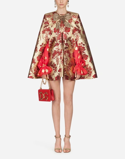 Dolce & Gabbana Lurex Jacquard Cape In Multi-colored