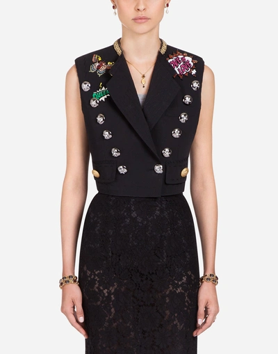 Dolce & Gabbana Wool And Silk Waistcoat In Black