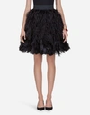 DOLCE & GABBANA FLOUNCE SKIRT IN FEATHERS