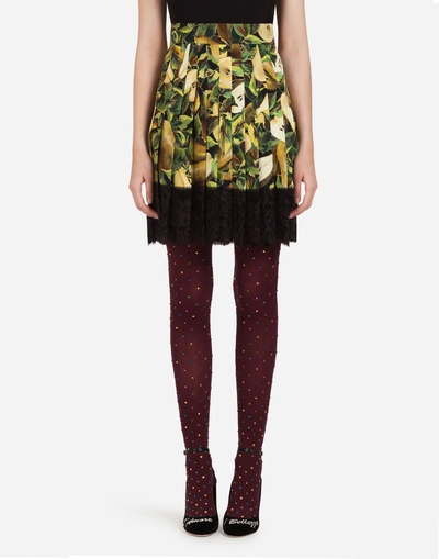 Dolce & Gabbana Skirt In Printed Cady In Multi-colored