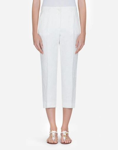 Dolce & Gabbana Jacquard Ankle Pants In White
