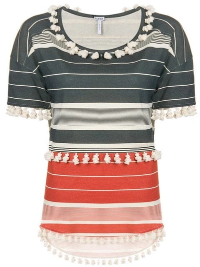 Loewe Striped Pompom T-shirt In Multi