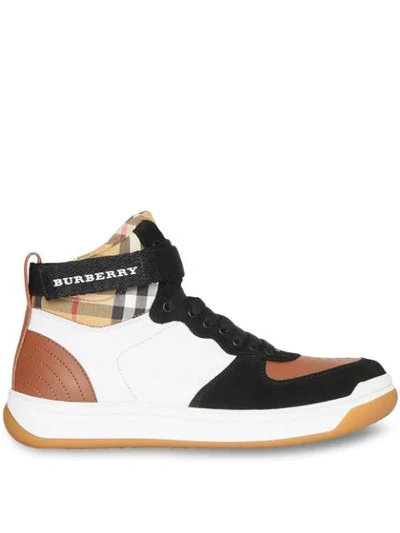 Burberry Women's Dennis Vintage Check High-top Trainers In Camel