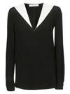 GIVENCHY CONTRAST V-NECK BLOUSE,10801986