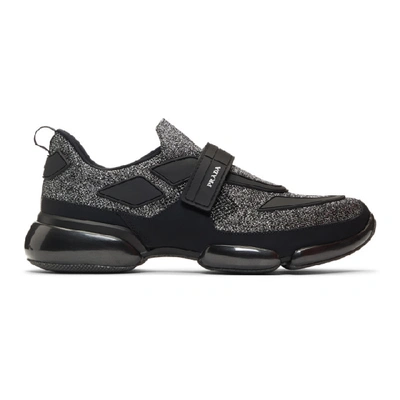 Prada Men's Cloudbust Runner Sneakers With Single Grip-strap In Black