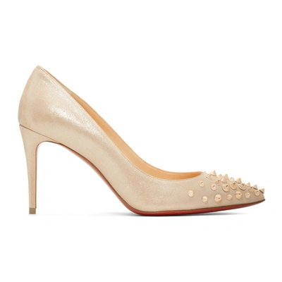 Christian Louboutin Pink Suede Spikyshell Heels In H558 Poudre