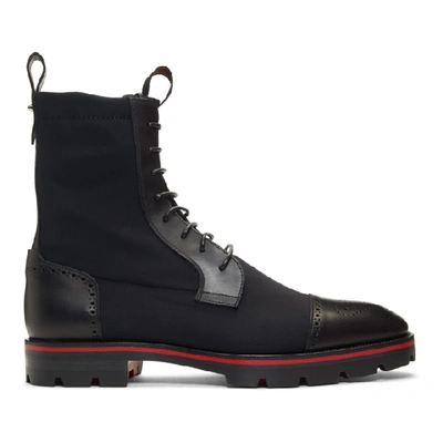 Christian Louboutin Men's Sockroc Waxed Neoprene Boots In Bk01 Black