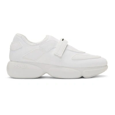 Prada White Tonal Sock Cloudbust Sneakers