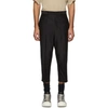 RICK OWENS RICK OWENS BLACK CROPPED SILK ASTAIRES TROUSERS