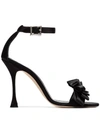 MANOLO BLAHNIK BLACK VINKAOS 105 SATIN SANDALS