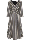 PETER PILOTTO PETER PILOTTO CROSSOVER WAIST V-NECK MIDI DRESS - 多色