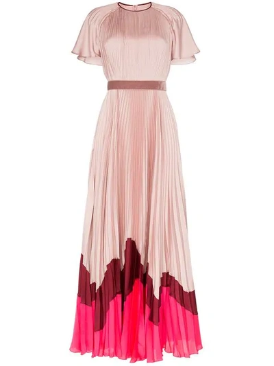 Roksanda Zarie Colour-block Pleated Satin Dress In Pink