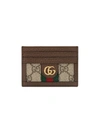 Gucci Ophidia Textured Leather-trimmed Printed Coated-canvas Cardholder In Brown