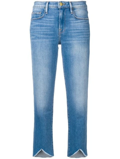 Frame Cropped Straight Leg Jeans In Blue