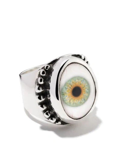 The Great Frog Beaded Eye Ring In Silver