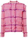 Msgm Houndstooth Cotton-blend Jacket In Red