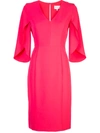 MILLY MILLY V-NECK FITTED DRESS - PINK