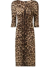 Dolce & Gabbana Leopard-print Calf-length Cady Dress In Leo_new