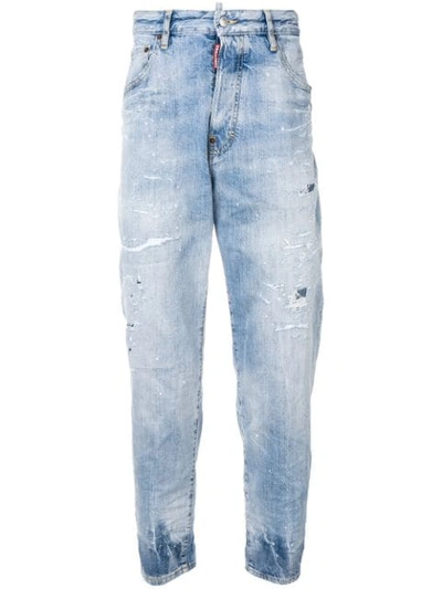 Dsquared2 Distressed Light-wash Cigarette Jeans In Blue