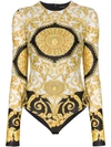 VERSACE VERSACE BAROQUE PRINTED FITTED BODYSUIT - 黑色