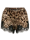 Dolce & Gabbana Leopard-print Stretch Silk Shorts In Brown