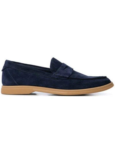 Brunello Cucinelli Men's Suede Penny Loafers In Navy