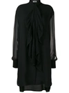 GIVENCHY GIVENCHY RUFFLE DETAIL SHIRT DRESS - BLACK