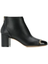 Ferragamo Vara Chain Leather Ankle Boots In Black