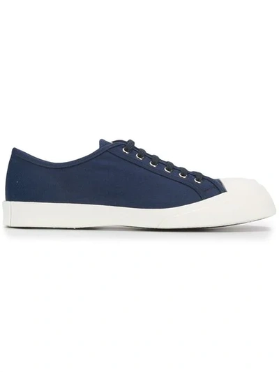 Marni Exaggerated Sole Low-top Canvas Trainers In Dark Blue